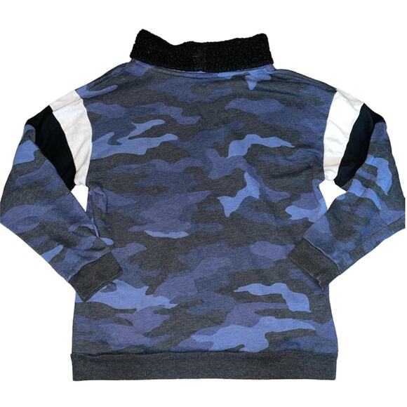 Victoria's Secret PINK Blue Camo Fleece Mock Neck Pullover Sweatshirt Medium - Picture 3 of 8